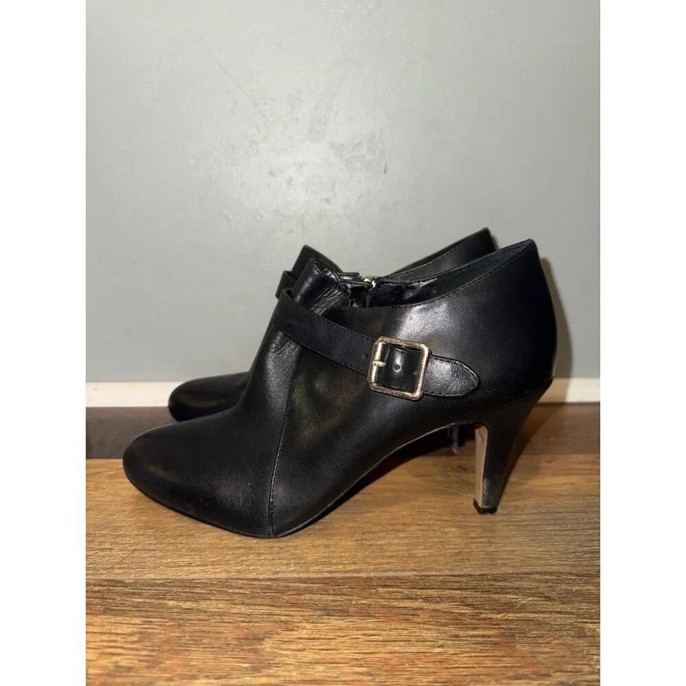 Vince Camuto Vonilesa Black Ankle Boots Leather Booties Heels Size 8.5 (39) - Picture 1 of 11